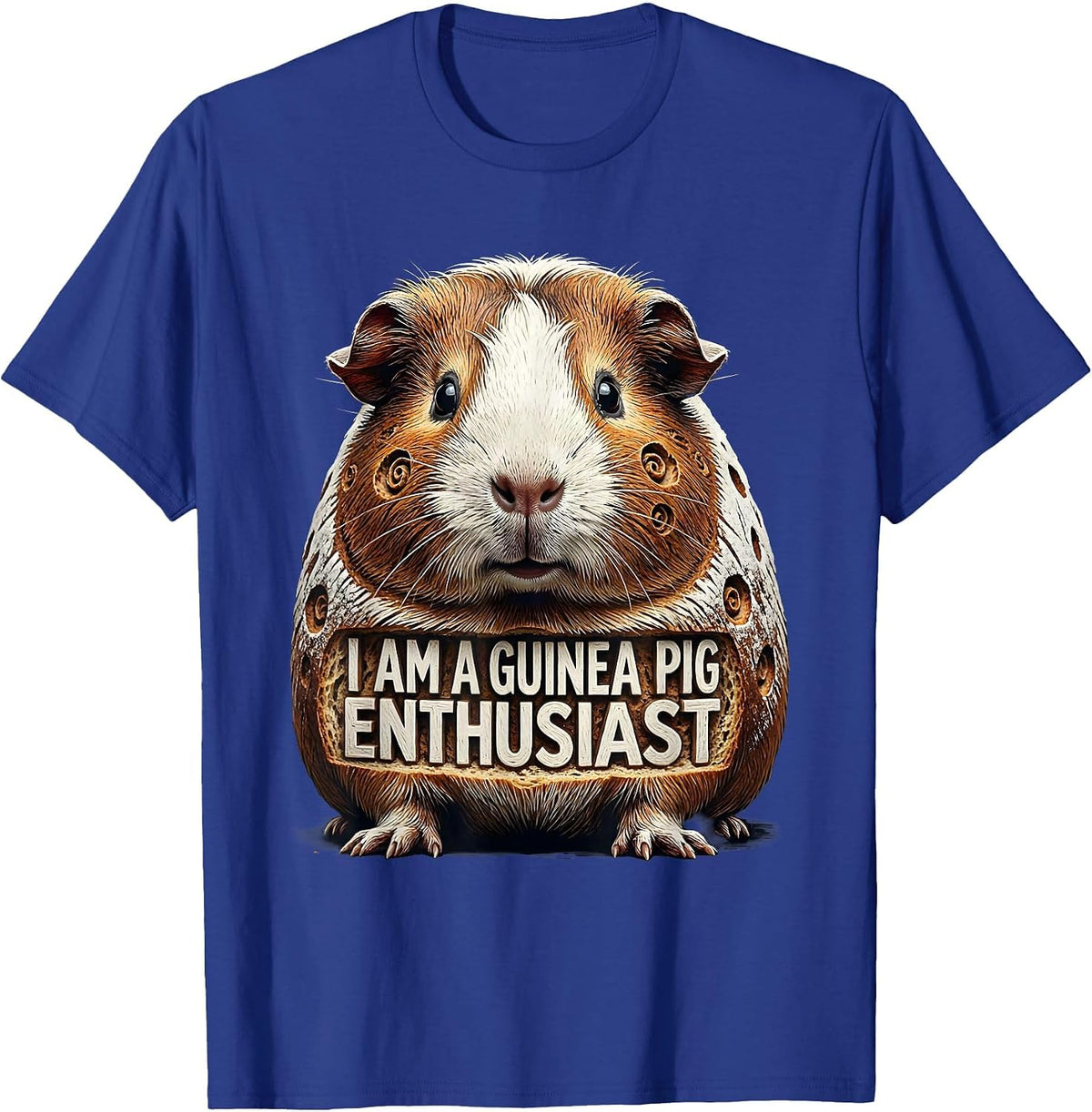 I Am A Guinea Pig Enthusiast Funny Pig Lover Woodcut T-Shirt - Royal Blue