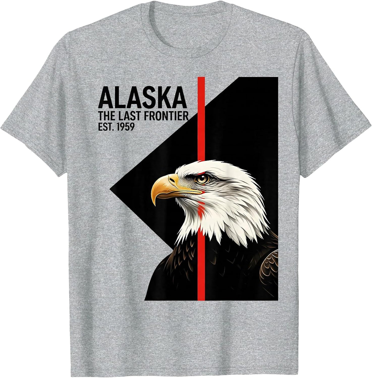 Men's Alaska The Last Frontier Est. 1959 Bald Eagle Vintage T-Shirt - Heather Grey
