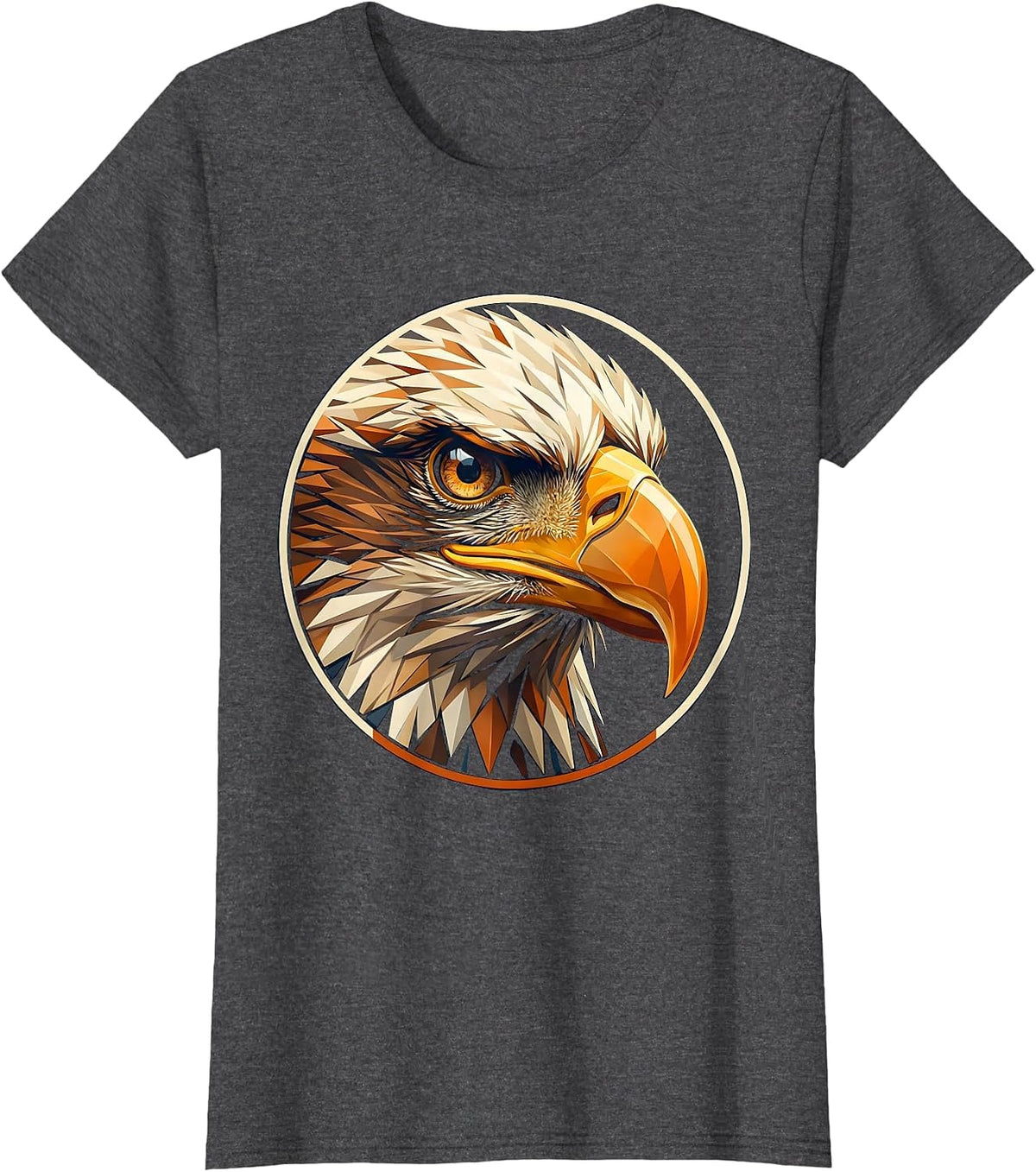 Women's Eagle Eye Close Up Piercing Gaze Wildlife Art T-Shirt - Dark Heather Grey