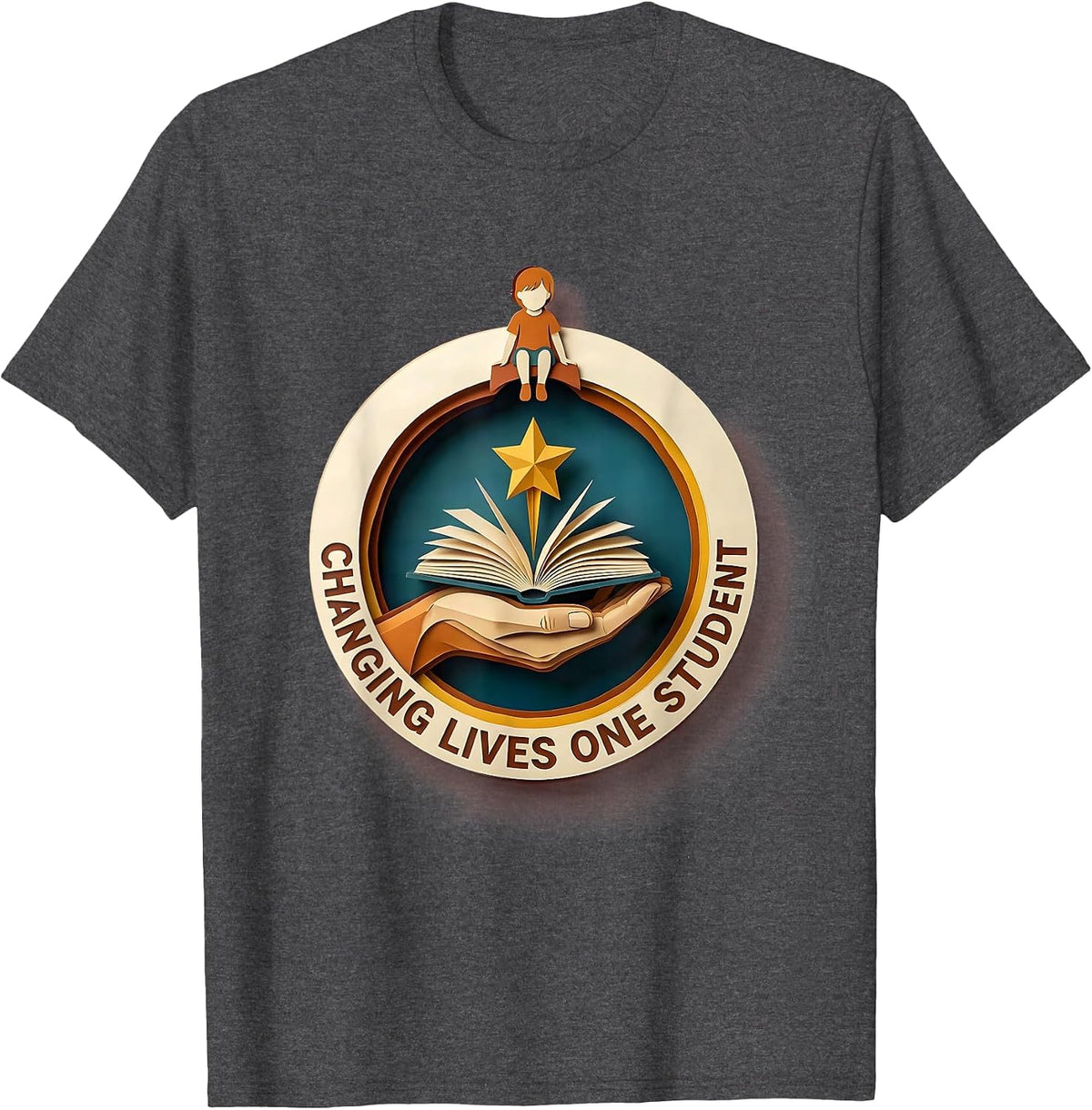 Changing Lives One Student Special Education Teacher T-Shirt - Dark Heather Grey