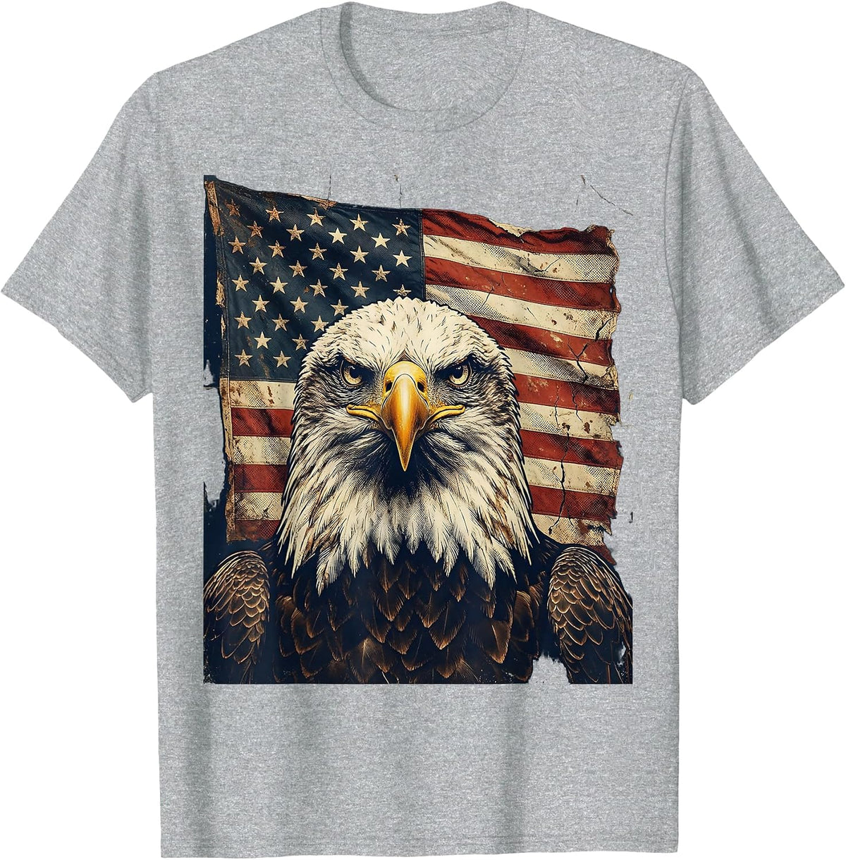 Men's Patriotic Eagle American Flag Graphic Design T-Shirt - Heather Grey