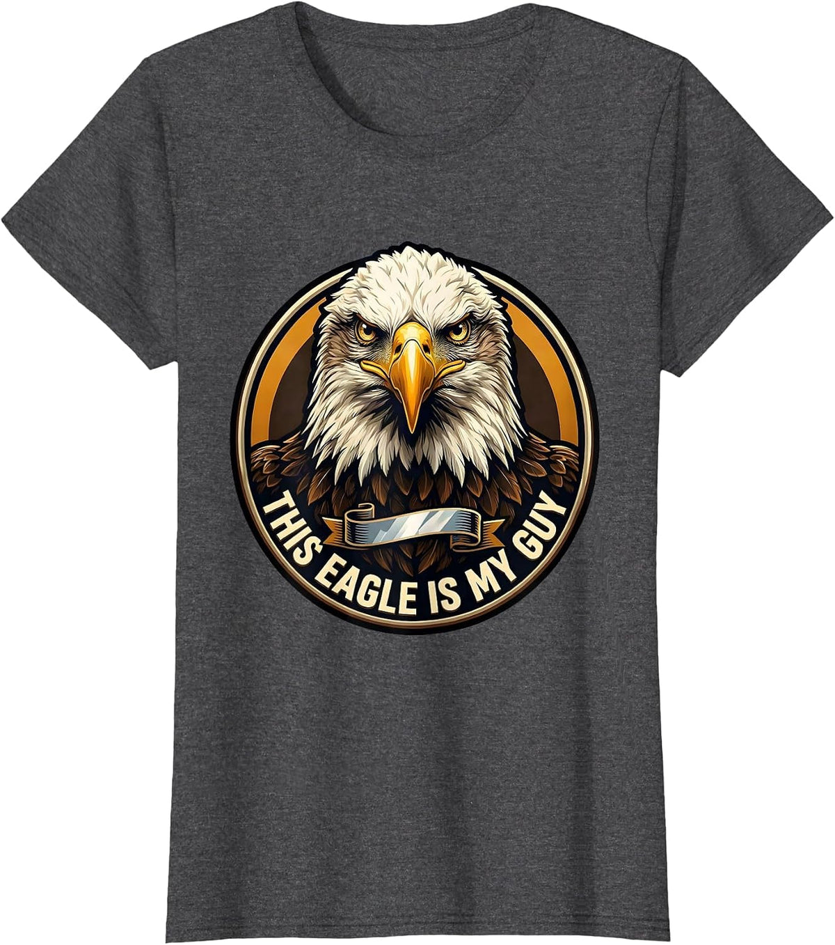 Women's This Eagle Is My Guy Faith Eagle Mascot Christian Humor T-Shirt - Dark Heather Grey