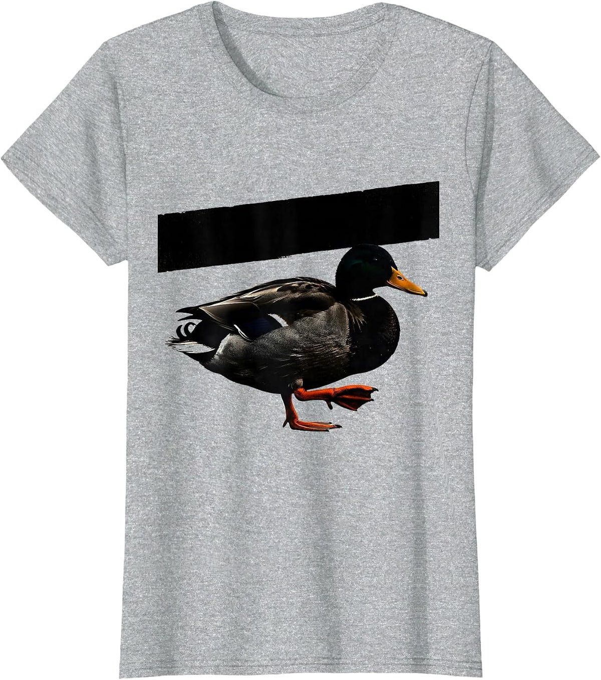 Duck Silhouette Stencil Graphic Novelty Humor Gift T-Shirt - Heather Grey