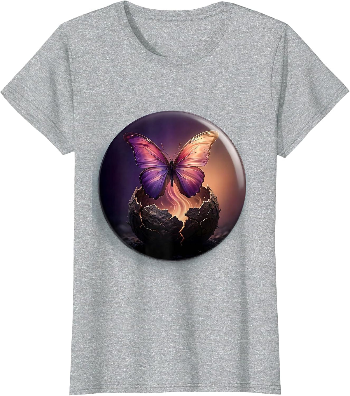 Butterfly Emerging From Cocoon Suicide Prevention T-Shirt - Heather Grey