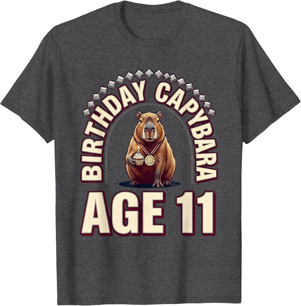 Birthday Capybara Age 11 Kawaii Cute Animal Birthday Gift T-Shirt - Dark Heather Grey