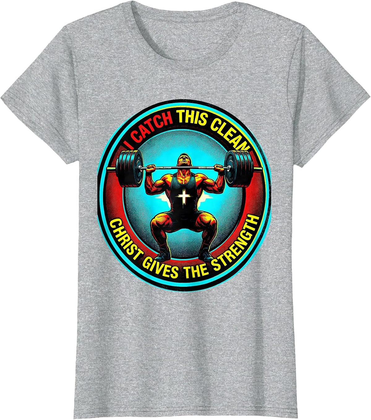 Women's I Catch This Clean, Christ Gives The Strength Christian T-Shirt - Heather Grey