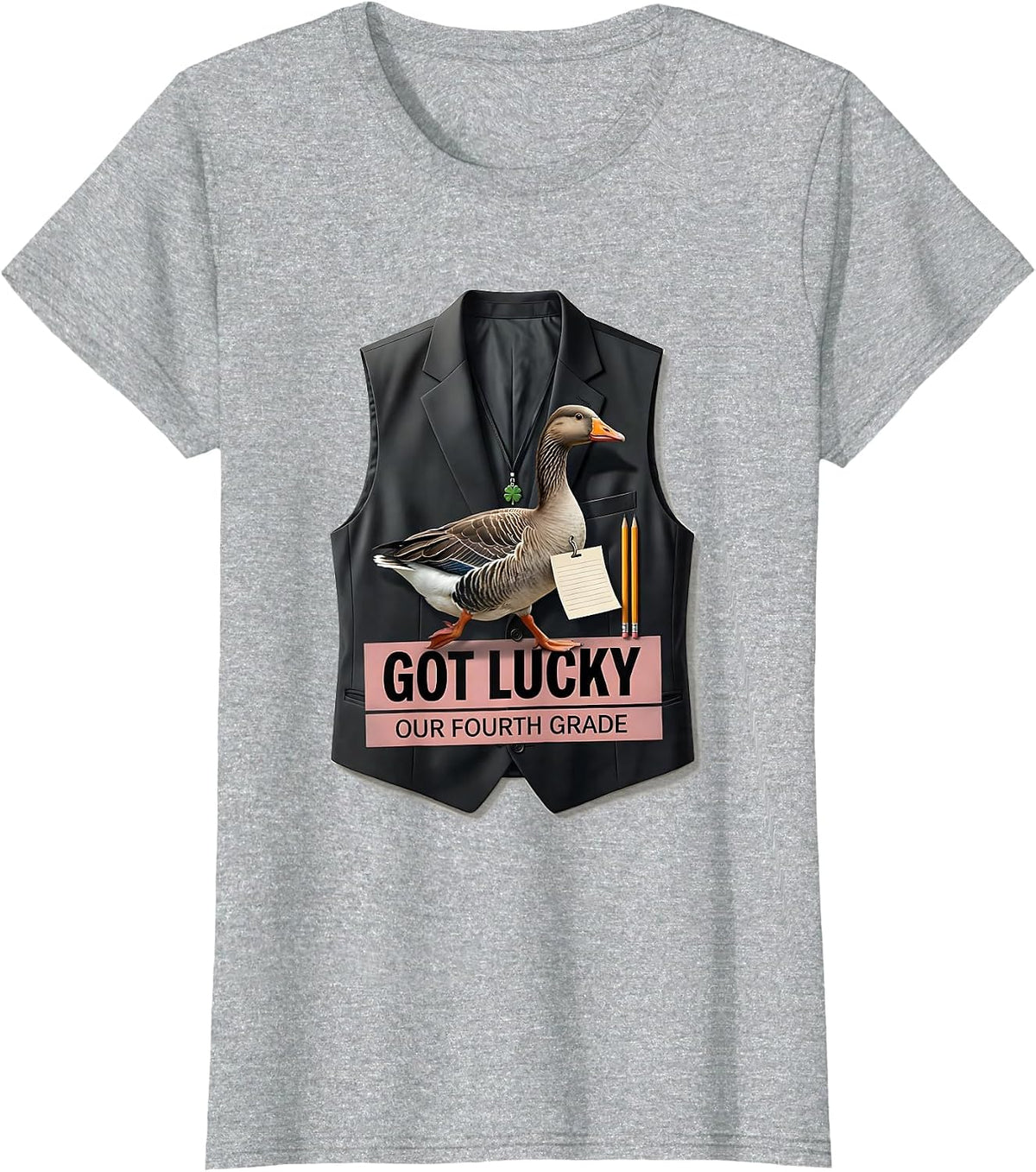 Our Fourth Grade Got Lucky Cute Goose Teacher Back To School T-Shirt - Heather Grey