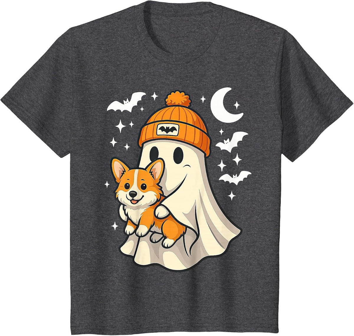 Ghost Pembroke Welsh Corgi Dog Lover Halloween Men Women T-Shirt - Dark Heather Grey