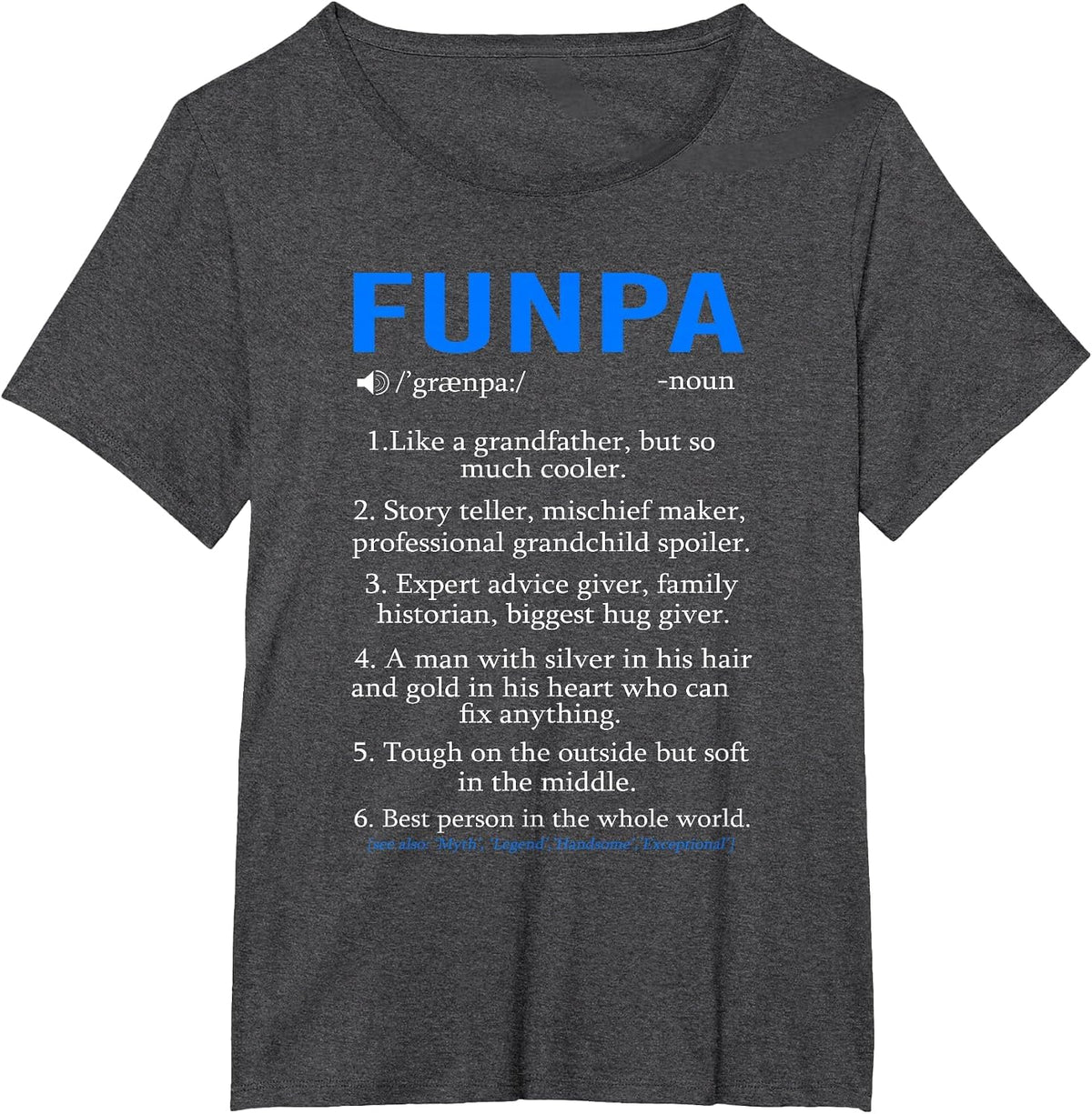 Funpa Definition Shirt Grandpa Fathers Day T-Shirt - Dark Heather Grey