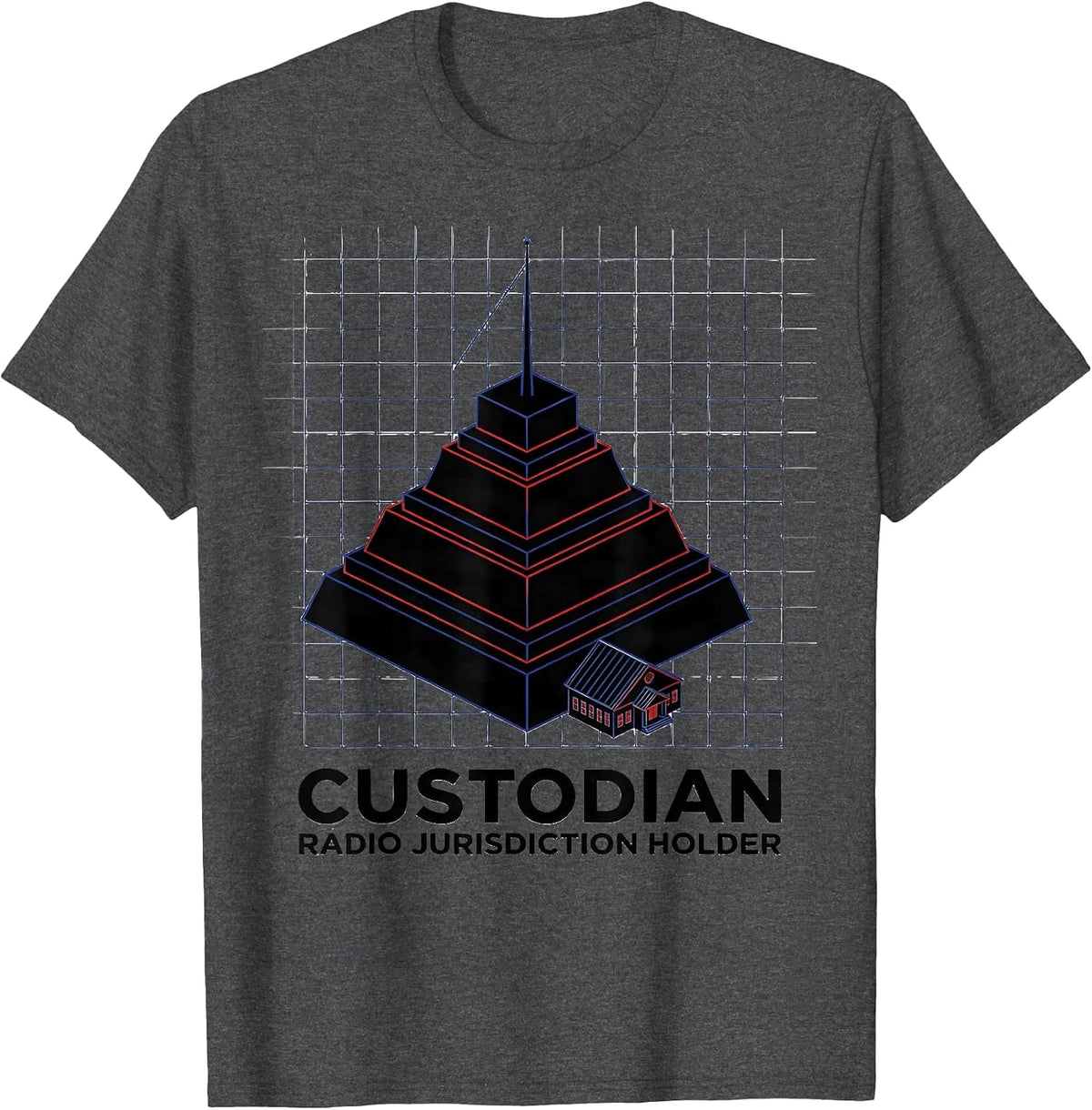 Custodian: Radio Jurisdiction Holder Funny School Custodian T-Shirt - Dark Heather Grey
