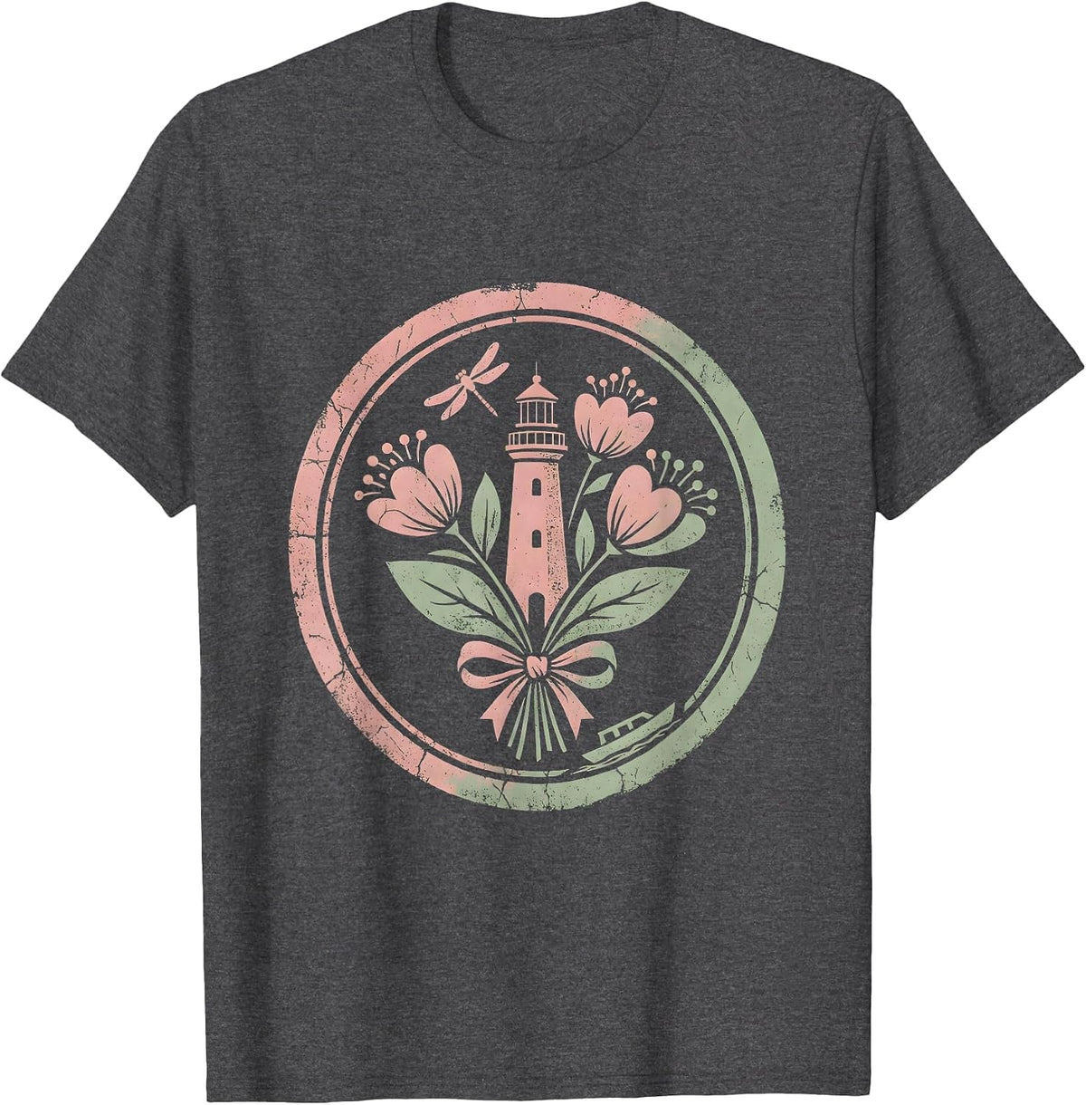 Men's Lighthouse Guiding Light Be Kind Graphic Tee T-Shirt - Dark Heather Grey
