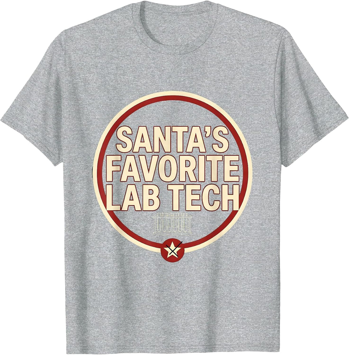 Men's Santa's Favorite Lab Tech Funny Pharmacy Tech Christmas T-Shirt - Heather Grey