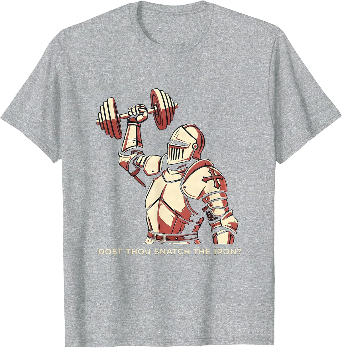 Men's Dost Thou Snatch the Iron Funny Christian Gym Medieval T-Shirt - Heather Grey