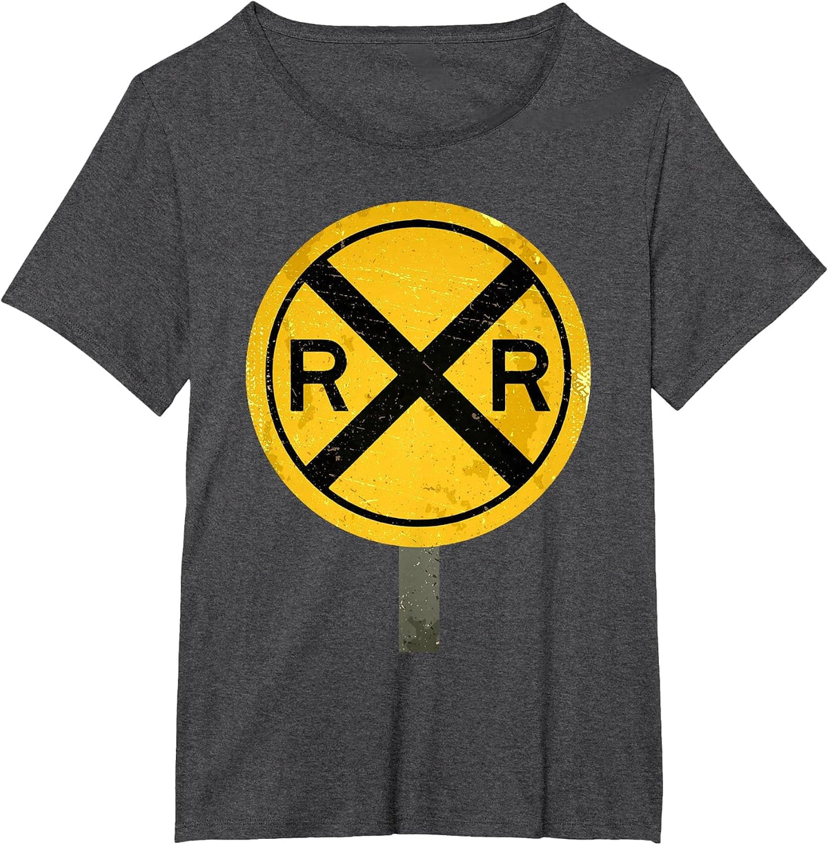 Funny Train Art for Men Boys Kids Crossing Steam Train Lover T-Shirt - Dark Heather Grey