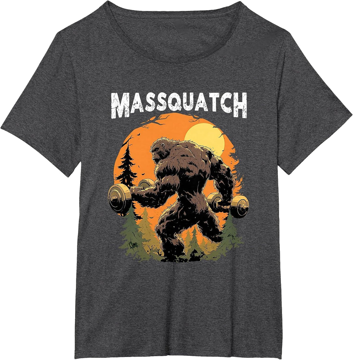 Bigfoot Massquatch Funny Sasquatch Workout Gym Weightlifter T-Shirt - Dark Heather Grey