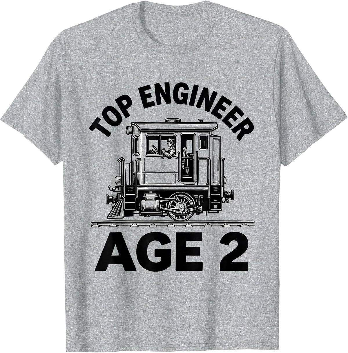 Men's Top Engineer Age 2 Boy Train Themed Birthday T-Shirt - Heather Grey