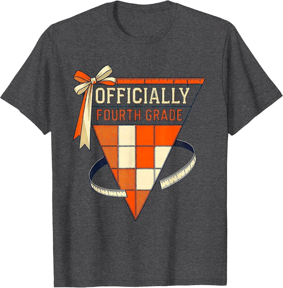 Men's Officially Fourth Grade Risograph Back To School Girl T-Shirt - Dark Heather Grey