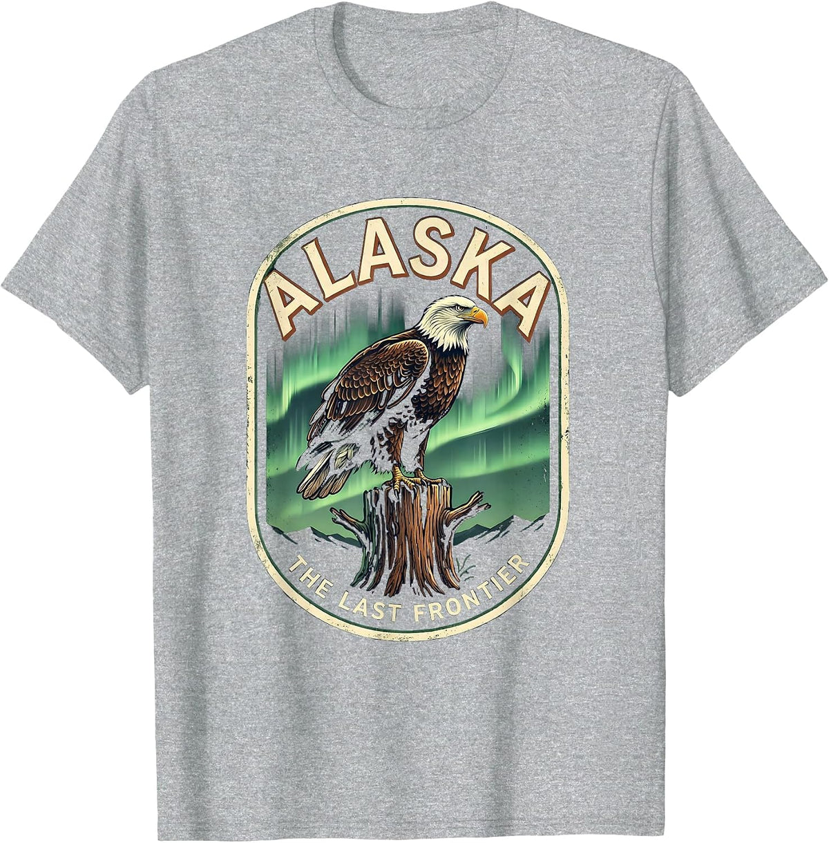 Men's Alaska The Last Frontier Vintage Bald Eagle Wildlife Nature T-Shirt - Heather Grey