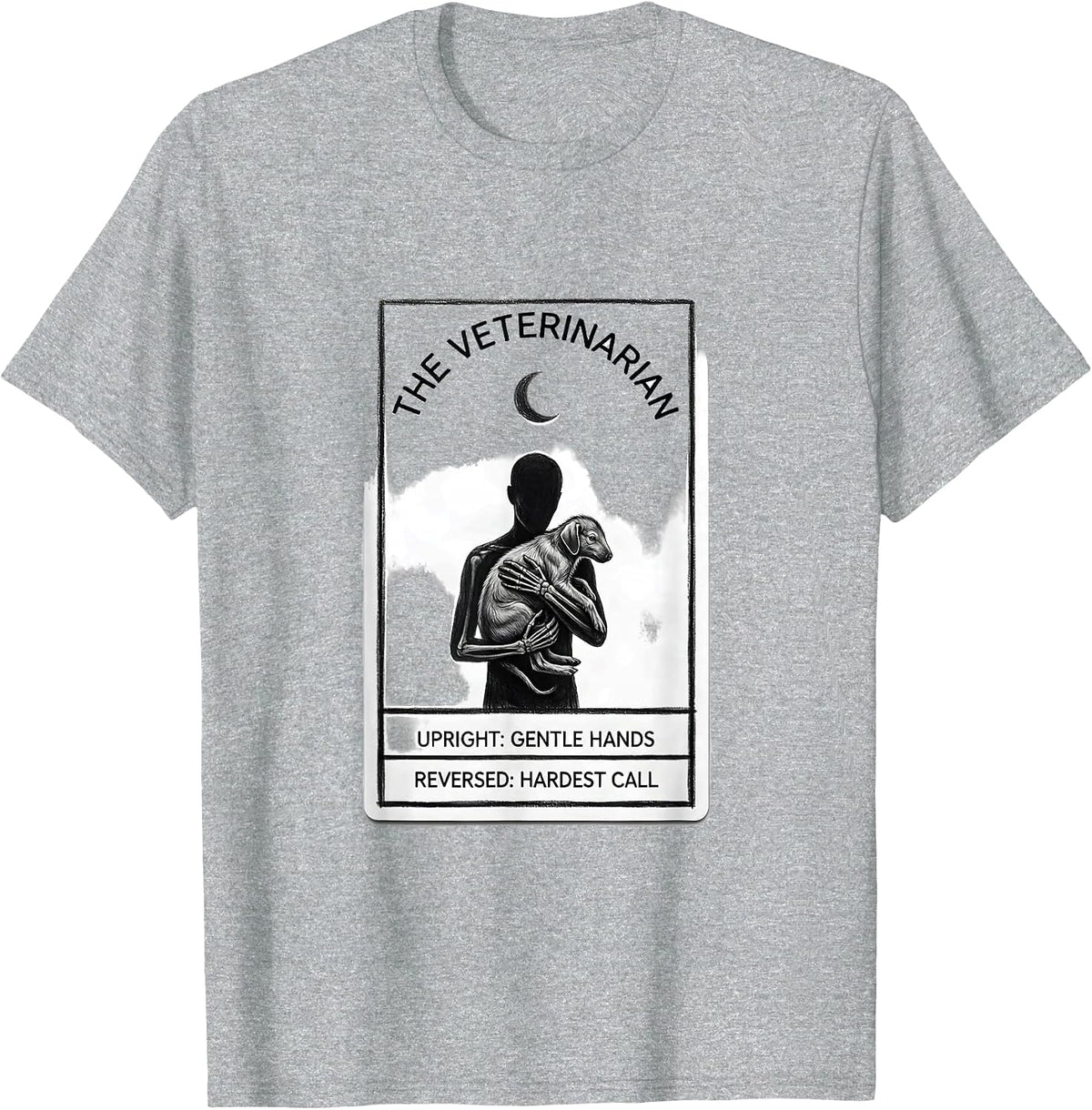 Men's The Veterinarian Tarot Card Gothic Humor Skeleton Gift T-Shirt - Heather Grey