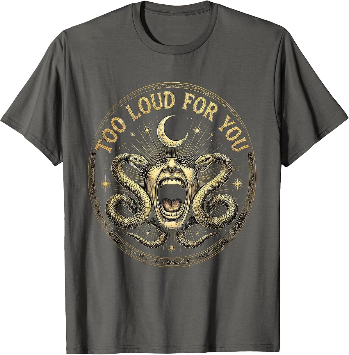 Men's Too Loud For You Bold Rock Music Design T-Shirt - Asphalt Grey