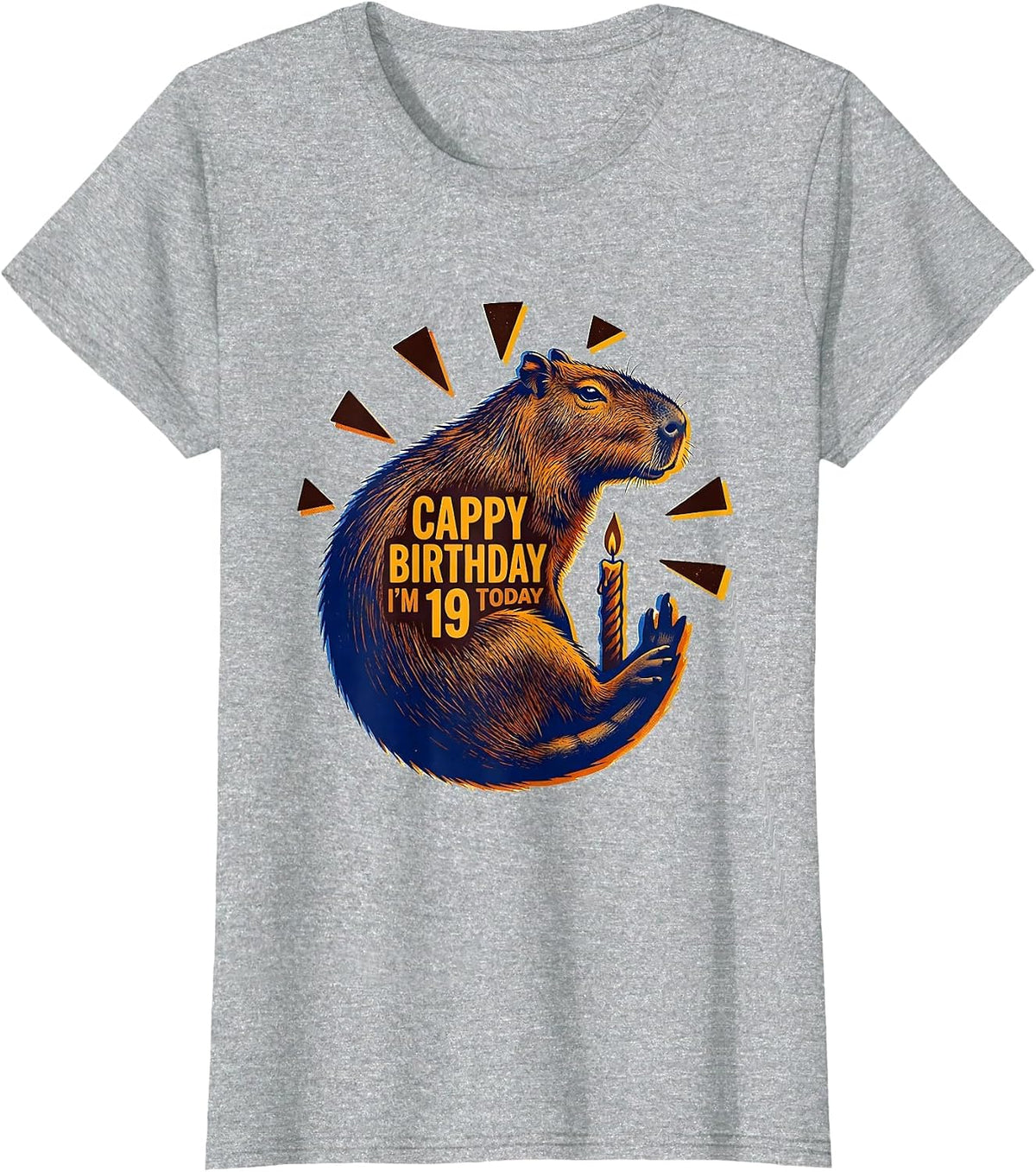 Cappy Birthday I'm 19 Today Funny Capybara Birthday Gift T-Shirt - Heather Grey