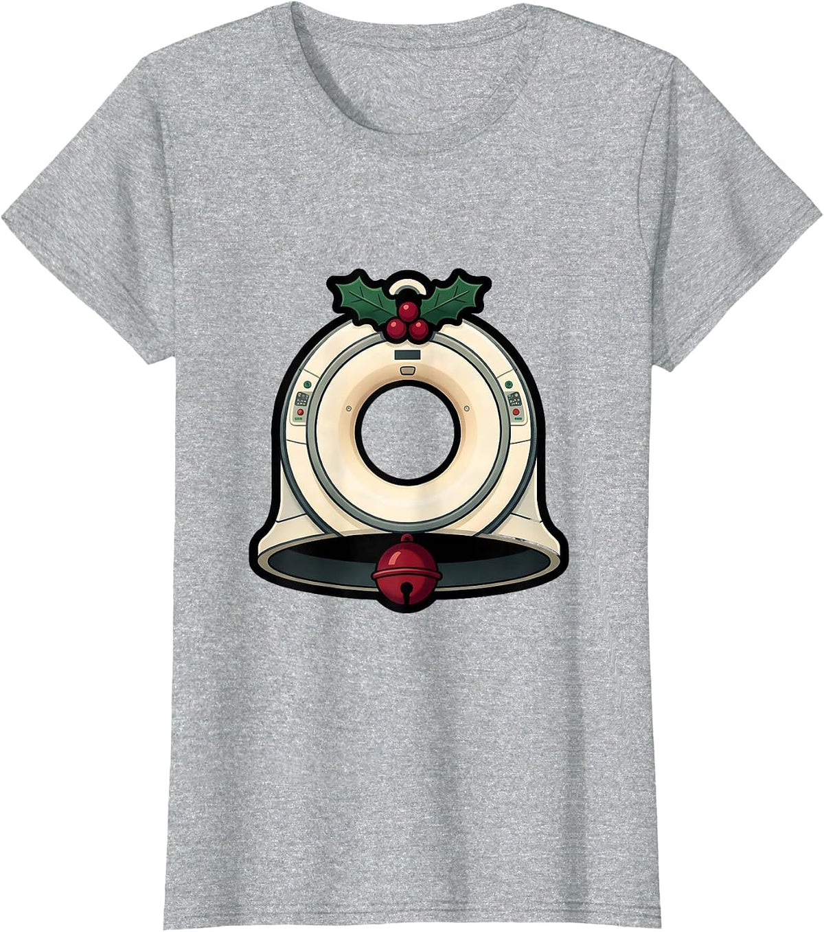 CT Gantry Christmas Bell Radiology Tech Holiday Humor T-Shirt - Heather Grey