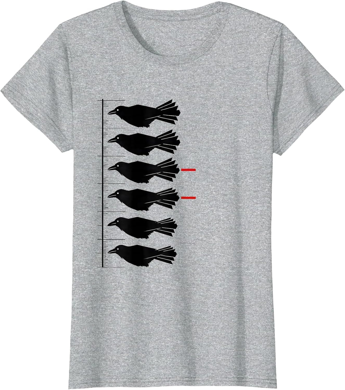 Crow Profile Silhouette Dark Humor Gothic Bird Lover T-Shirt - Heather Grey