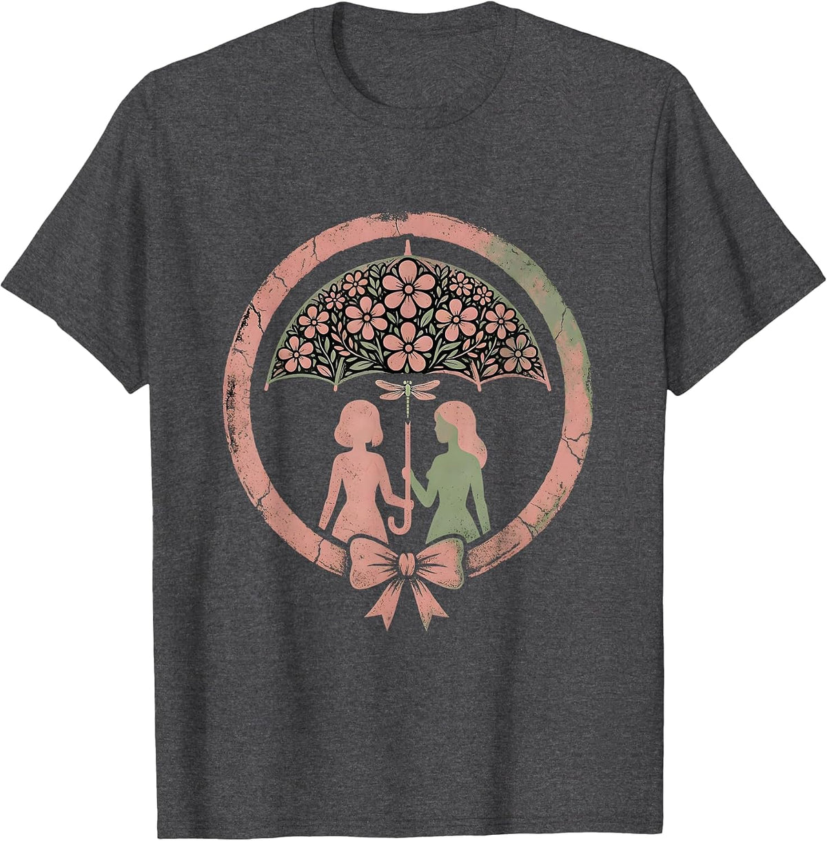 Men's Be Kind Umbrella Sharing Rain Friendship Design T-Shirt - Dark Heather Grey