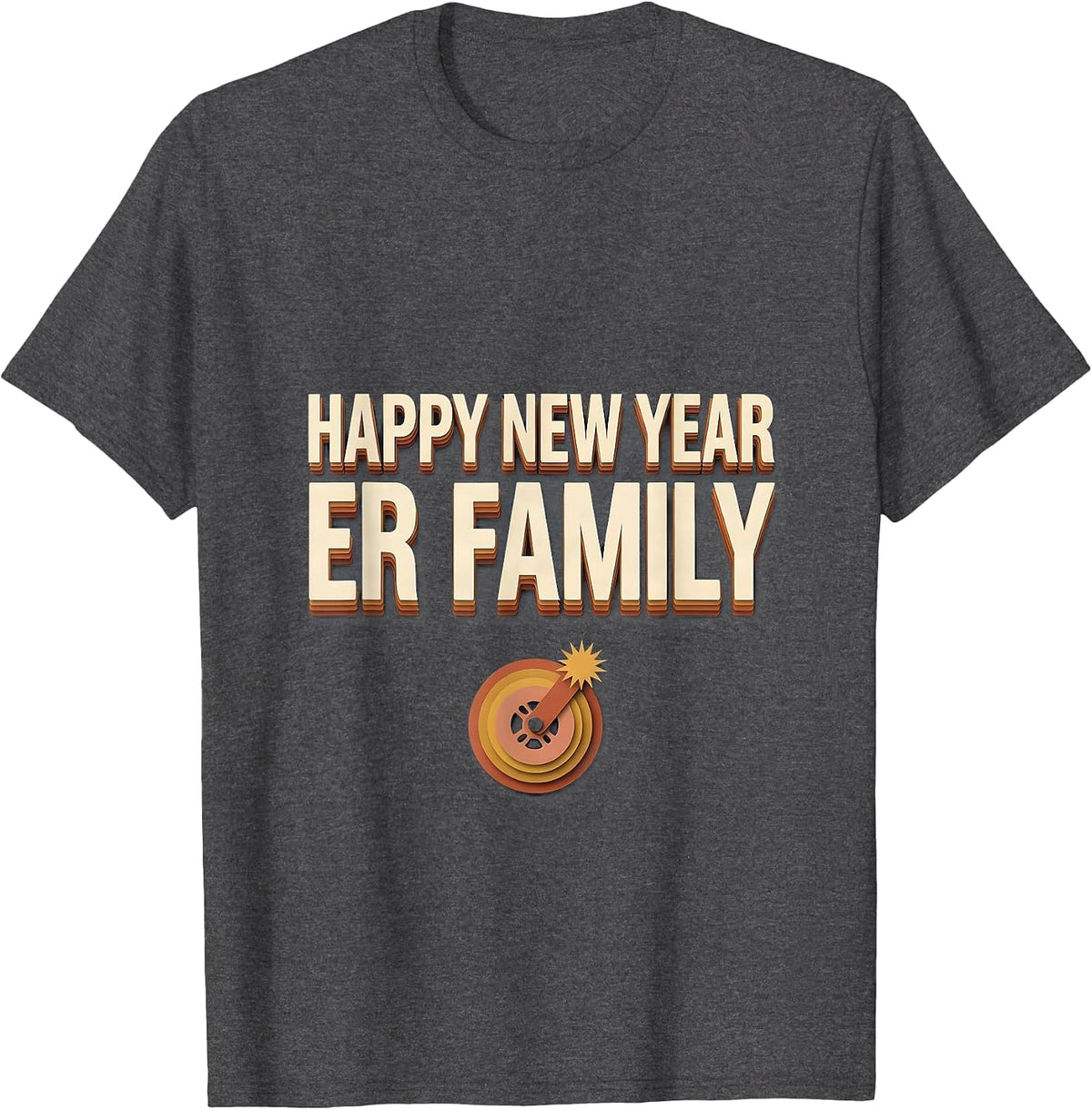 Happy New Year, ER Family Paper Cutout Nurse Crew Party T-Shirt - Dark Heather Grey