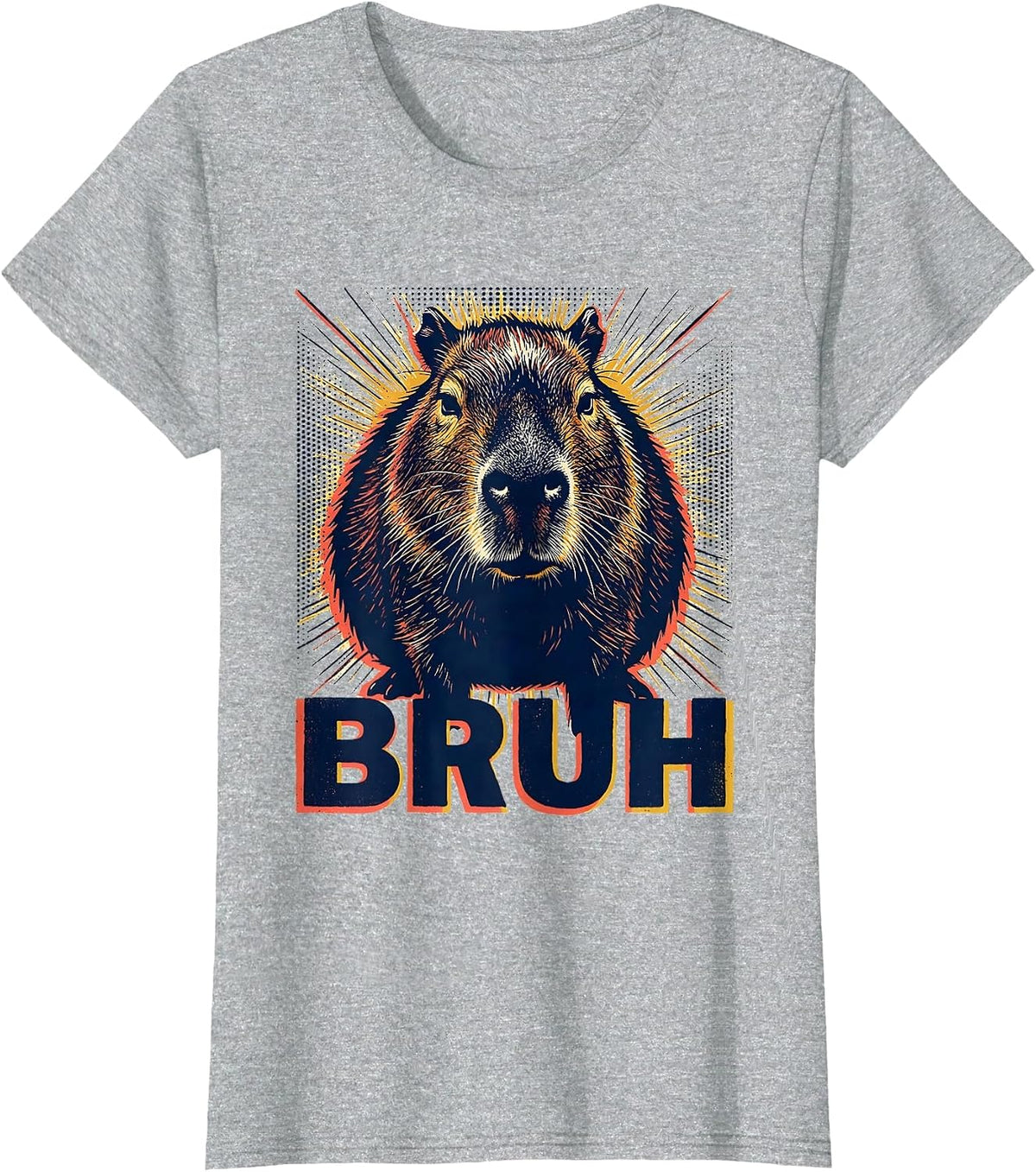Bruh Funny Capybara Meme Animal Lover Humor T-Shirt - Heather Grey