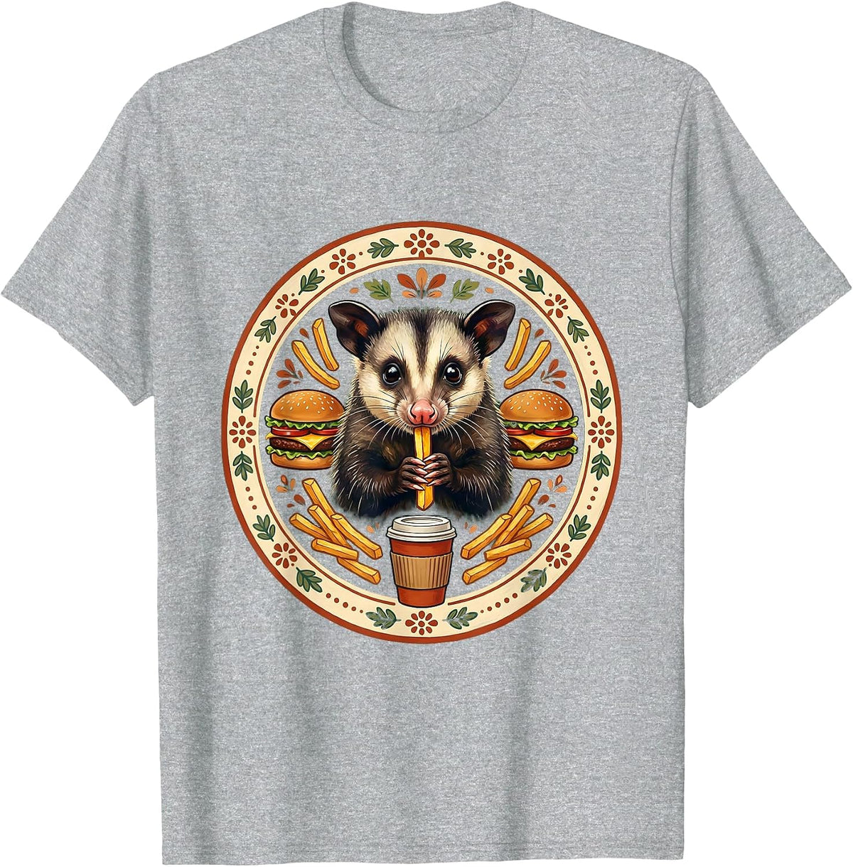 Men's Opossum Fast Food Scavenger Graphic Tee T-Shirt - Heather Grey