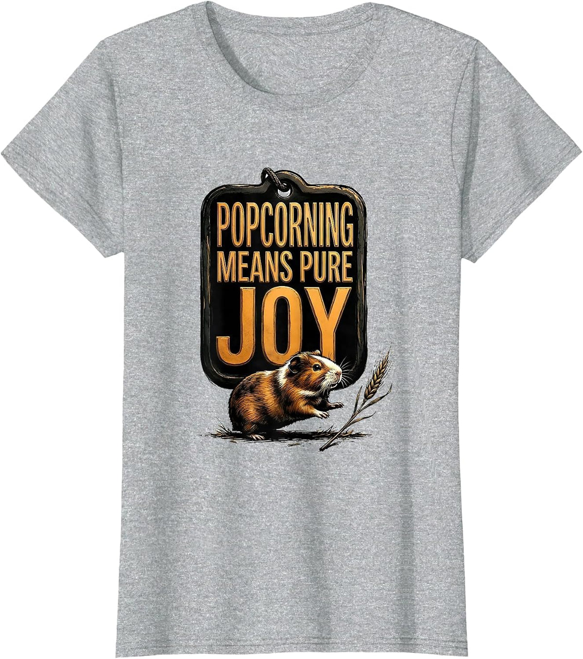 Popcorning Means Pure Joy Funny Guinea Pig Cavy Lover T-Shirt - Heather Grey