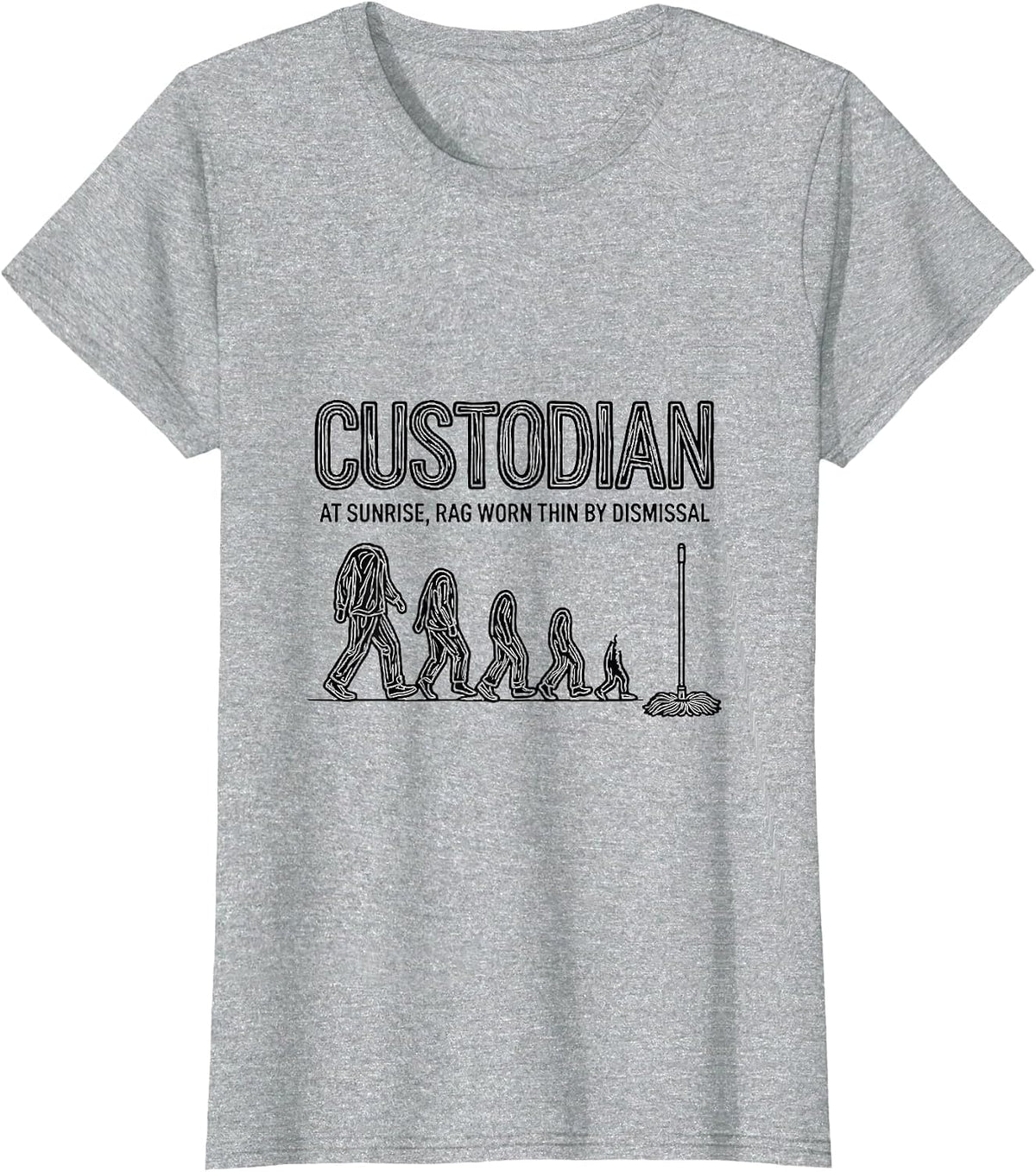 Custodian At Sunrise, Rag Worn Thin By Dismissal School T-Shirt - Heather Grey