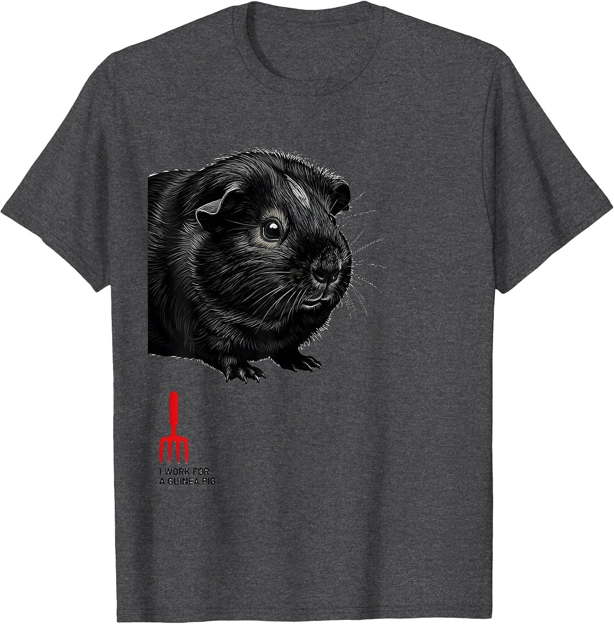 I Work For A Guinea Pig Funny Pet Lover Cavy Owner T-Shirt - Dark Heather Grey