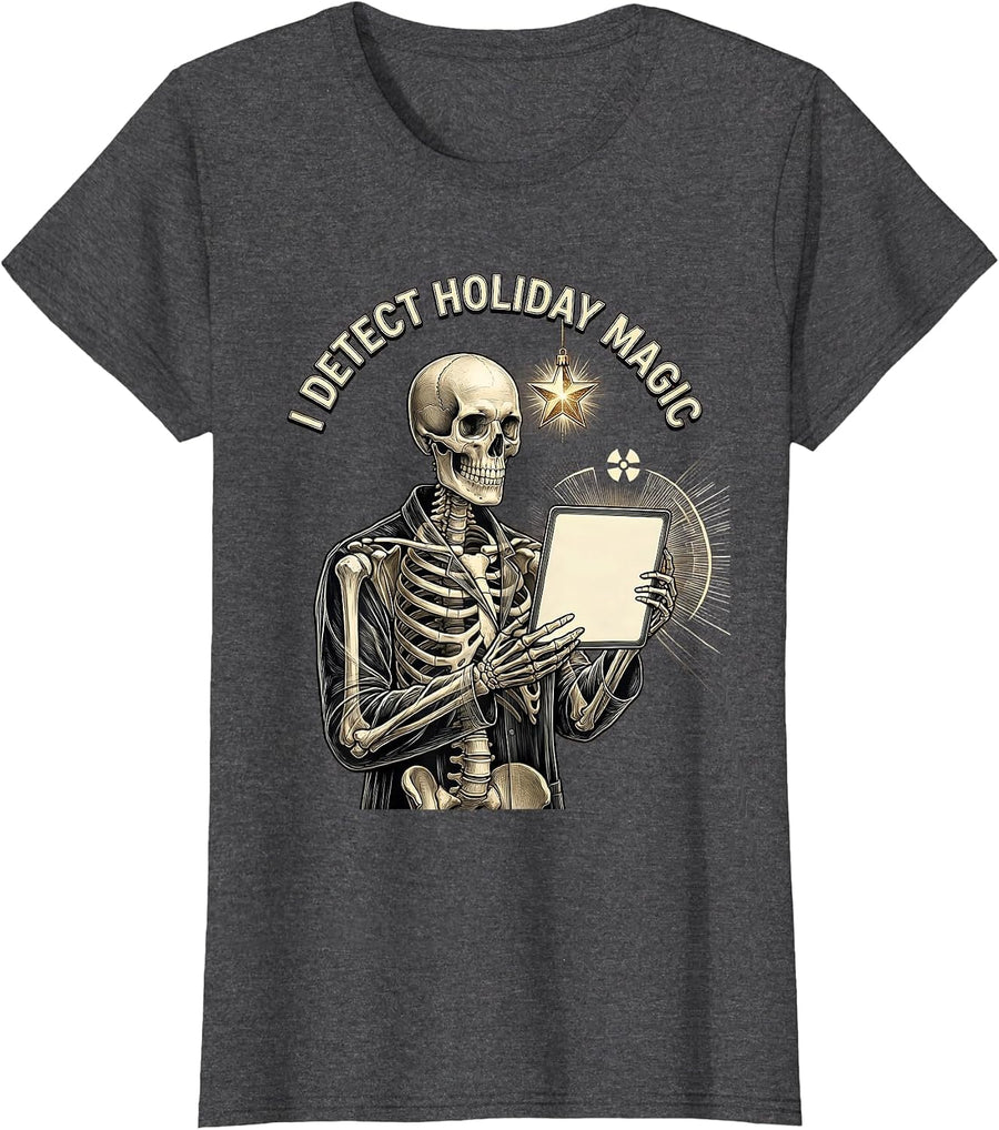 Women's I Detect Holiday Magic Funny Radiology Tech Radiographer T-Shirt - Dark Heather Grey