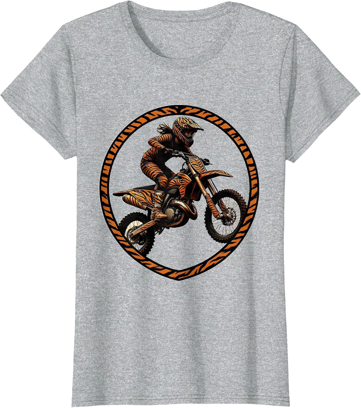 Camo Girl Dirt Bike Rider Graphic Tee T-Shirt - Heather Grey