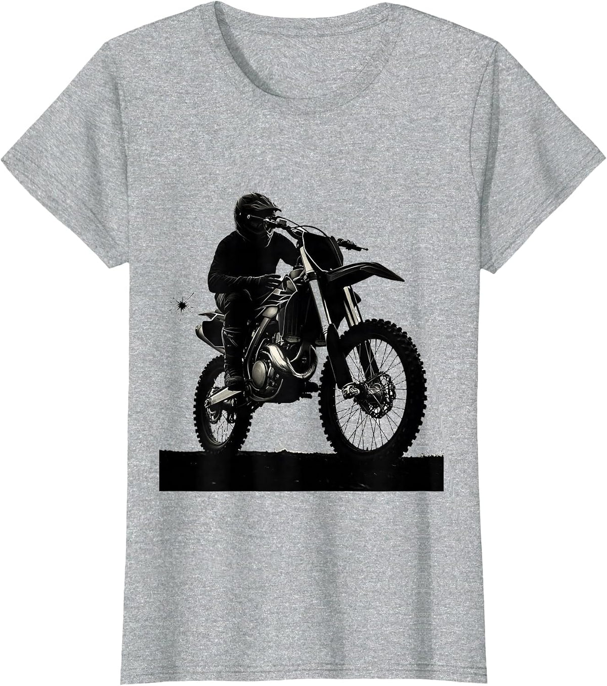 Dirt Bike Rider Silhouette Funny Motocross Biker Gift T-Shirt - Heather Grey