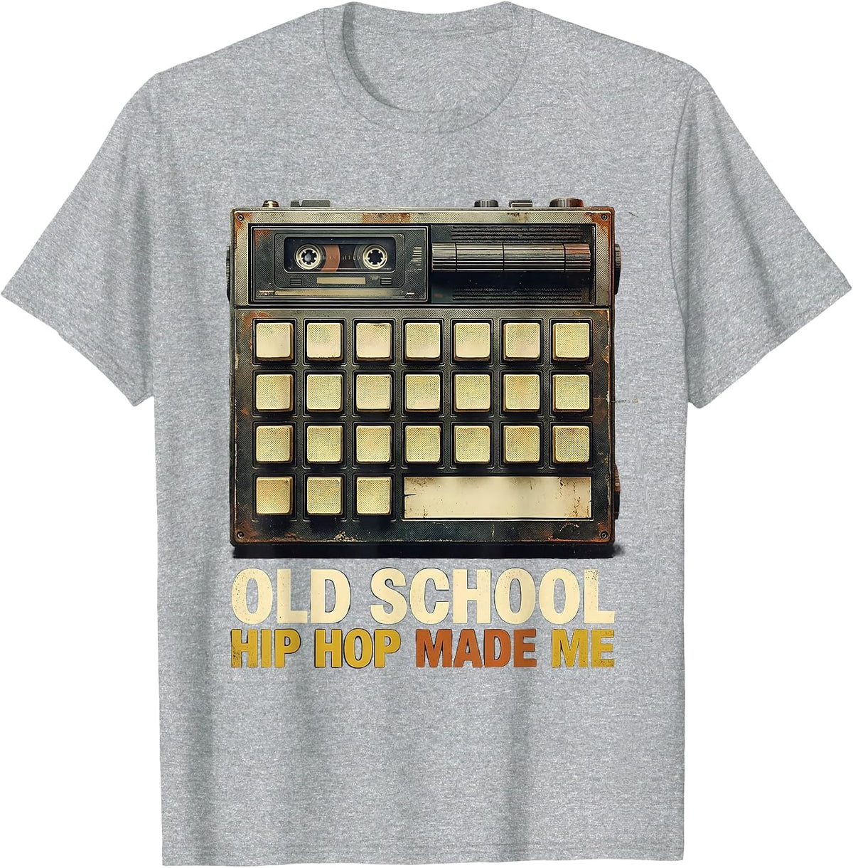 Men's Old School Hip Hop Made Me Vintage Retro Cassette Rap T-Shirt - Heather Grey