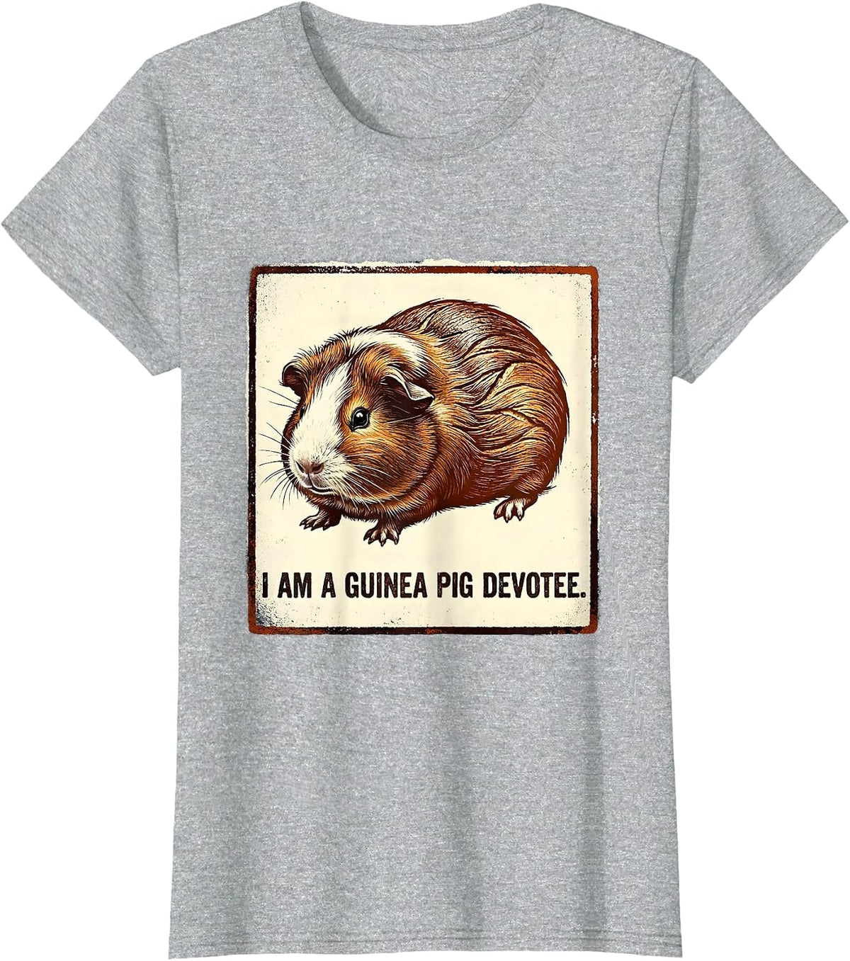 I Am A Guinea Pig Devotee Funny Pig Lover Rubber Stamp T-Shirt - Heather Grey