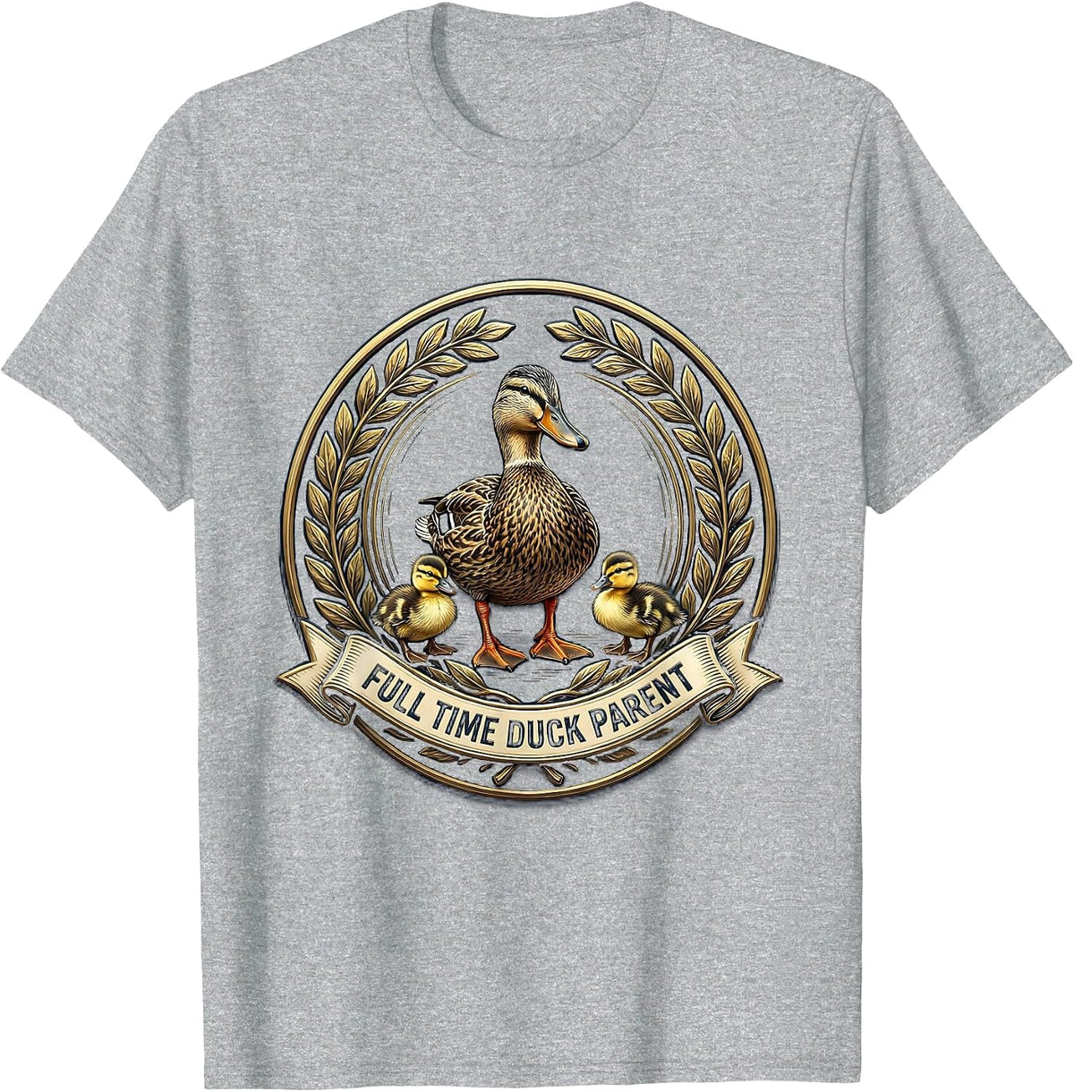 Men's Full Time Duck Parent Funny Duck Lover Design T-Shirt - Heather Grey