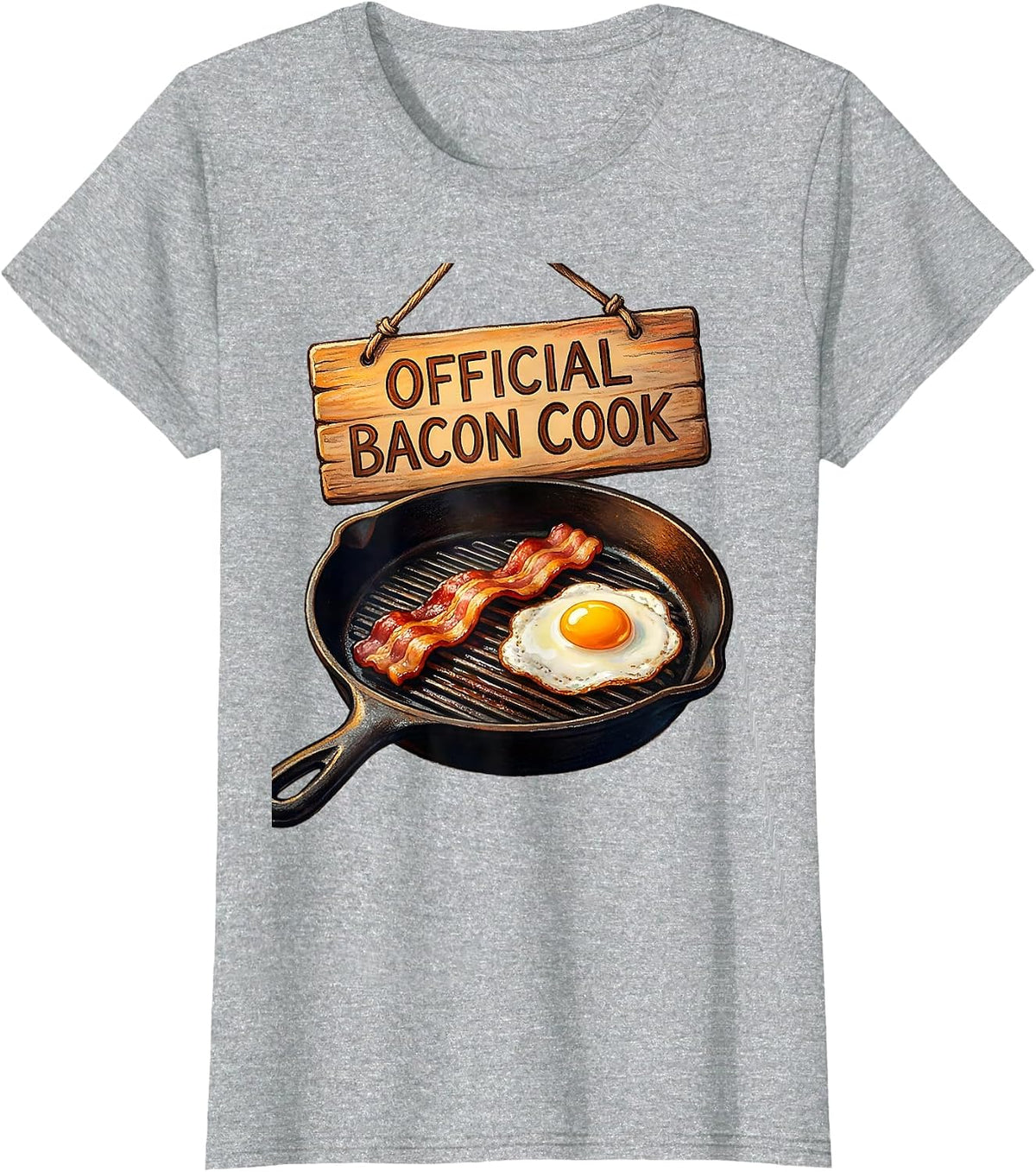 Official Bacon Cook Funny Bacon Lover Breakfast Humor T-Shirt - Heather Grey