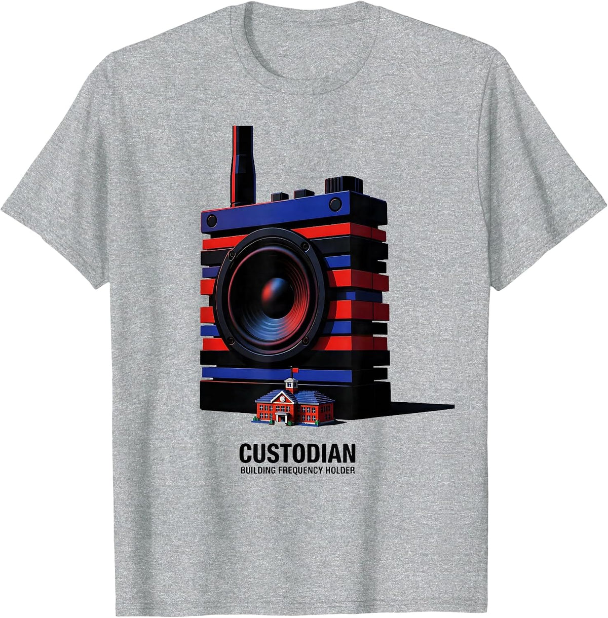 Men's Custodian: Building Frequency Holder Funny School Custodian T-Shirt - Heather Grey