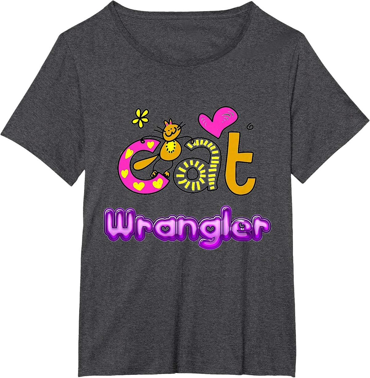 Cat Wrangler Tee for Men, Women, Kids who are Cat Lovers T-Shirt - Dark Heather Grey