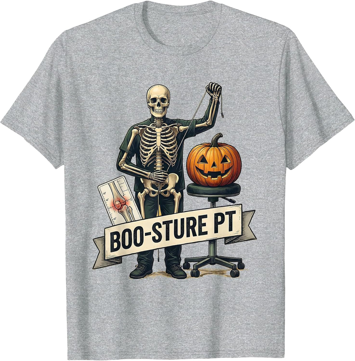 Men's Boo-sture PT Funny Physical Therapy Halloween Therapist T-Shirt - Heather Grey