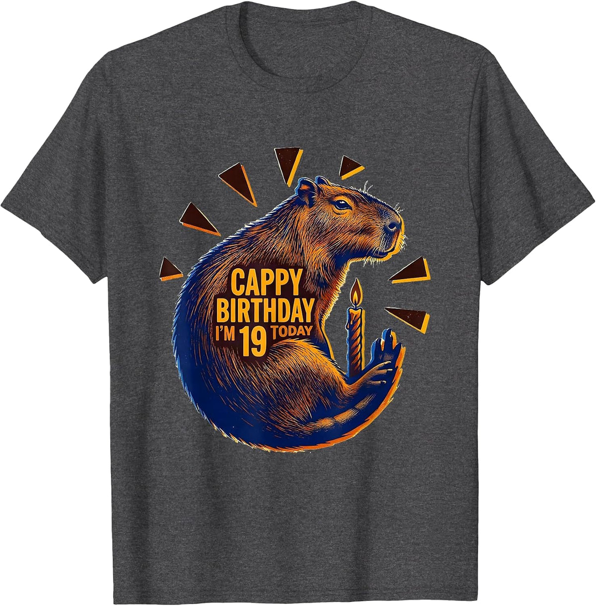 Cappy Birthday I'm 19 Today Funny Capybara Birthday Gift T-Shirt - Dark Heather Grey