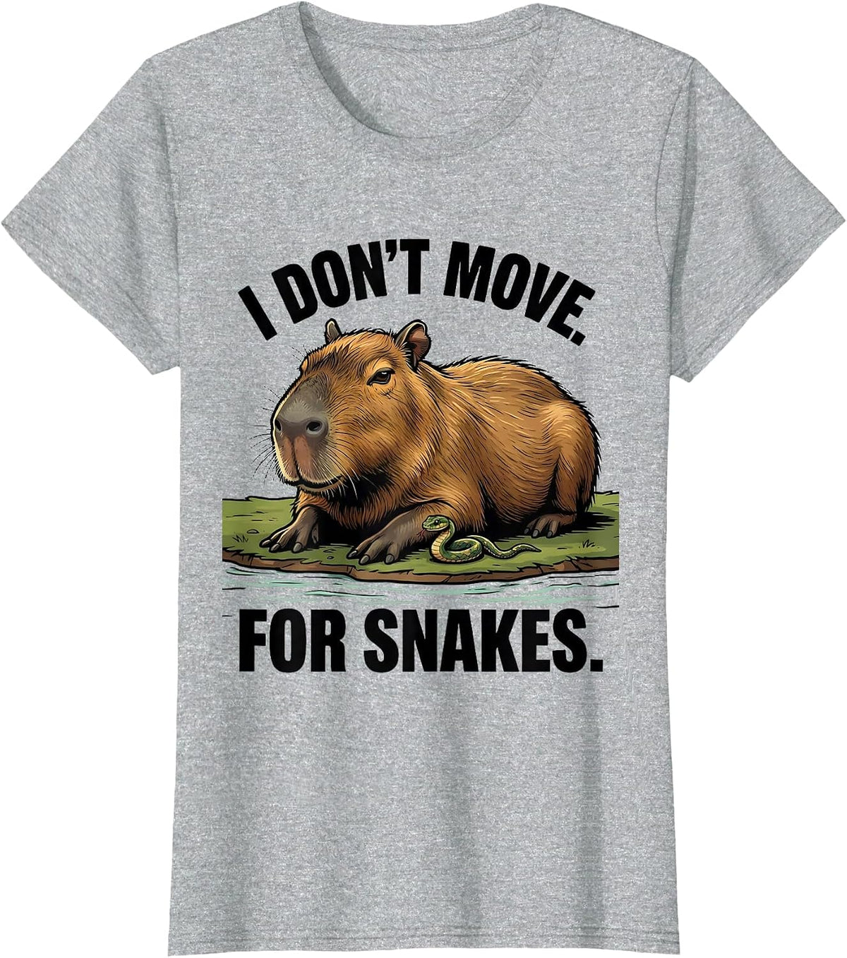 i dont move for snakes Funny Capybara Animal Meme Humor T-Shirt - Heather Grey