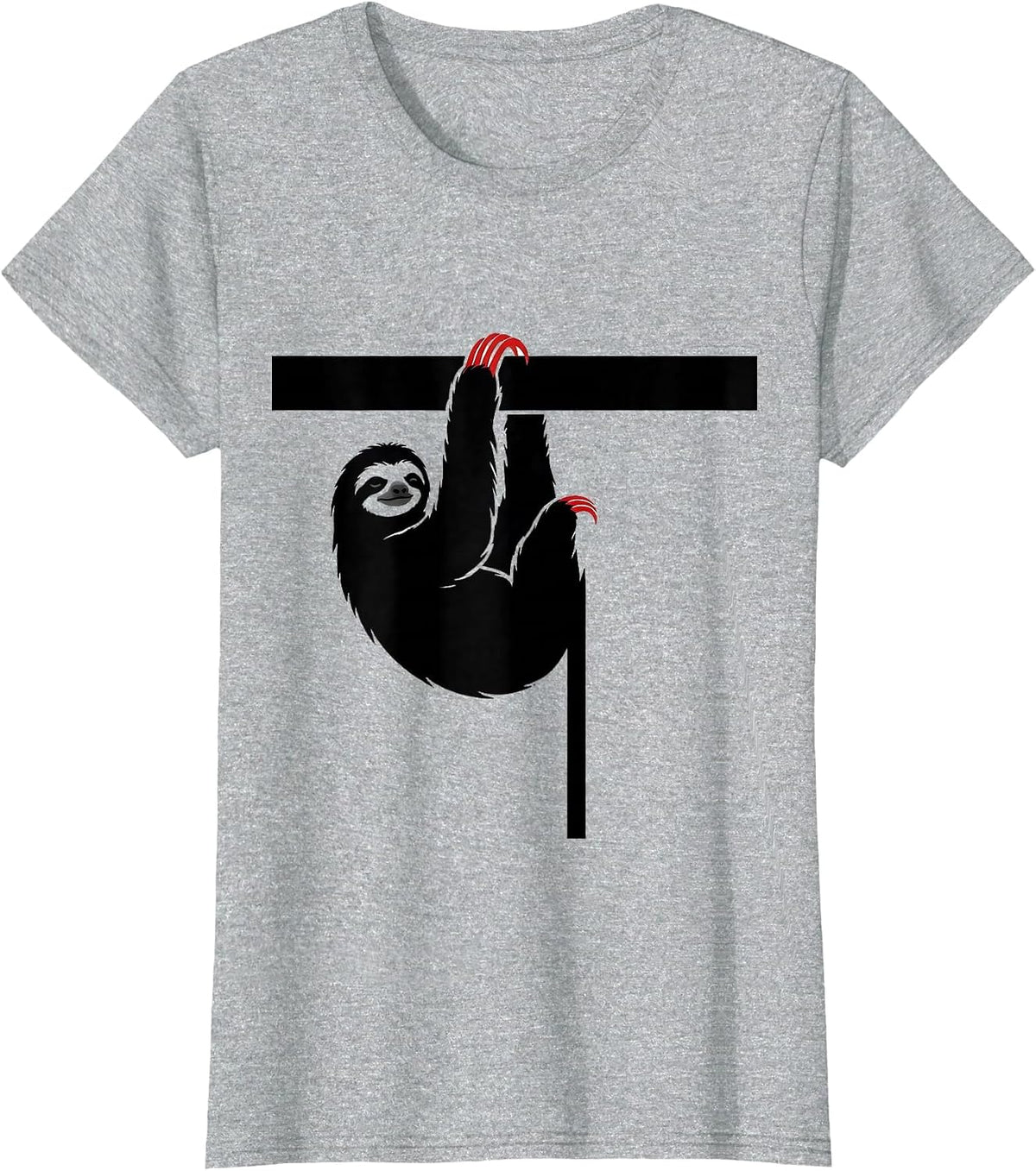 Sloth Hanging Lazy Humor Animal Lover Gift T-Shirt - Heather Grey