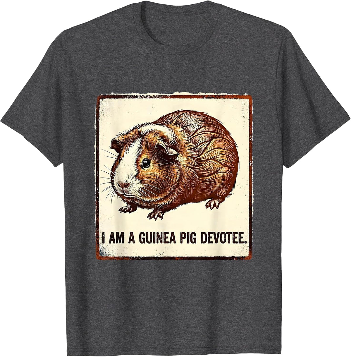 I Am A Guinea Pig Devotee Funny Pig Lover Rubber Stamp T-Shirt - Dark Heather Grey