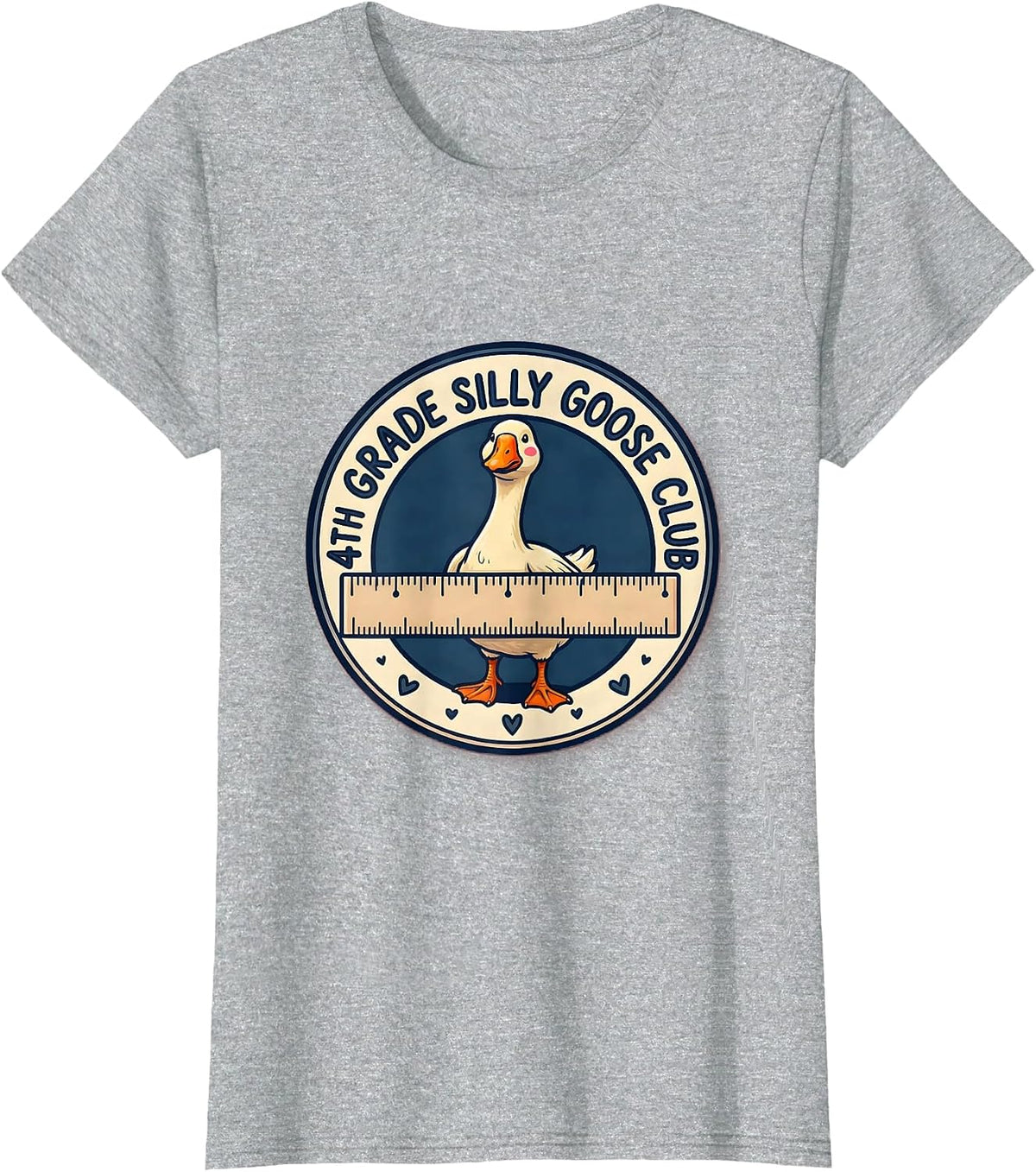 4th Grade Silly Goose Club Funny Teacher Back To School T-Shirt - Heather Grey