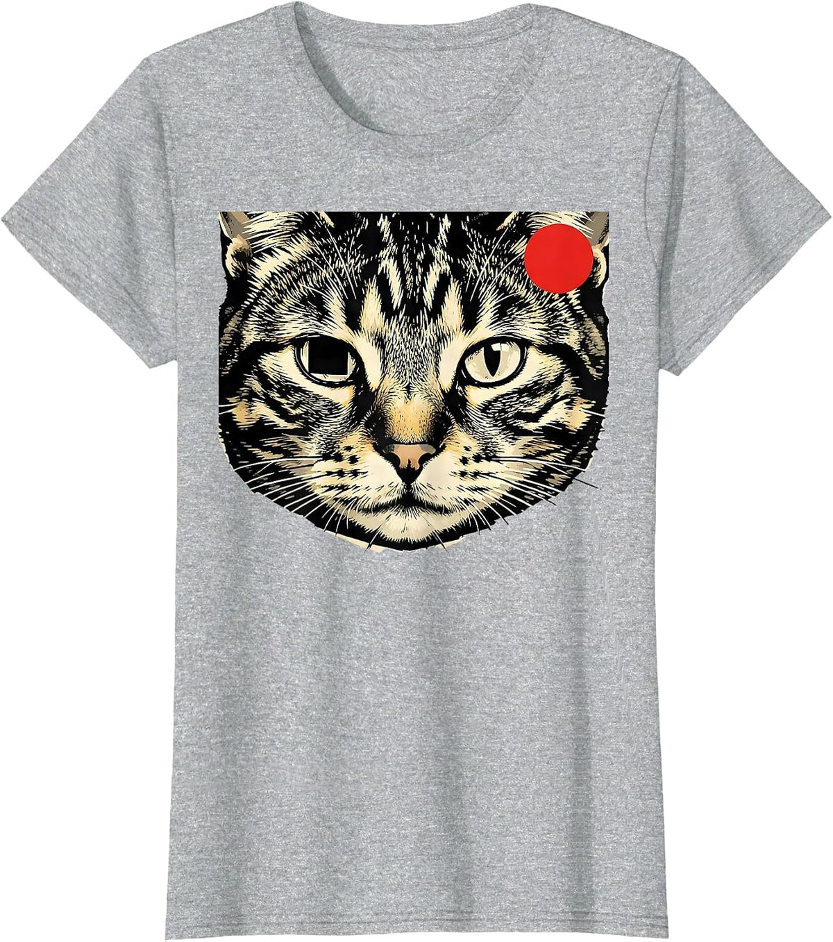 Women's Cursed Tabby Cat Stencil Meme Bootleg Humor T-Shirt - Heather Grey